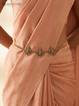 Goddess Lakshmi Temple Brass Waist Chain with Bead Drops