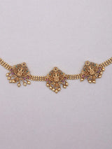 Goddess Lakshmi Temple Brass Waist Chain with Bead Drops