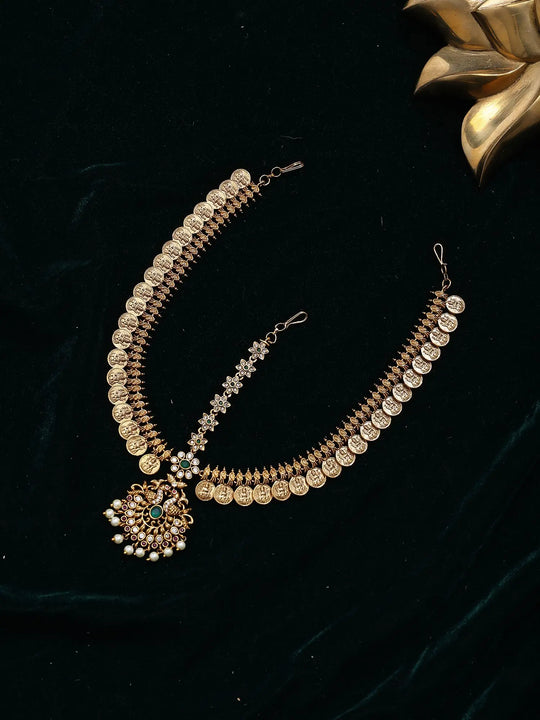 Goddess Lakshmi Floral Brass Temple Damini Head Set