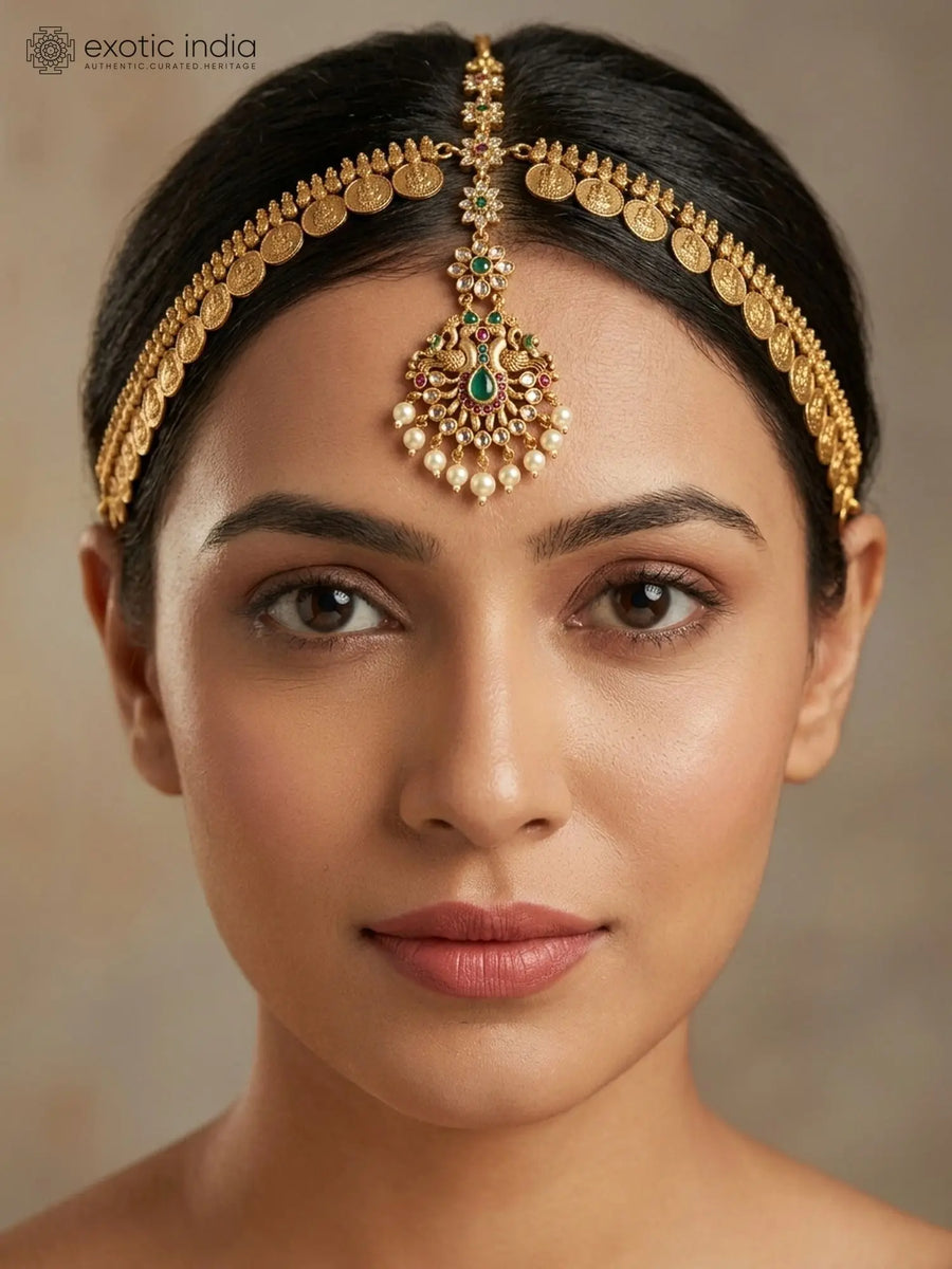 Goddess Lakshmi Floral Brass Temple Damini Head Set