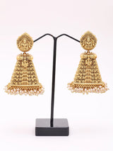 Antique Brass Gopuram Temple Jhumka Earrings