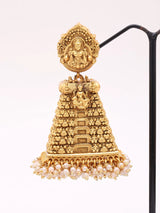Antique Brass Gopuram Temple Jhumka Earrings