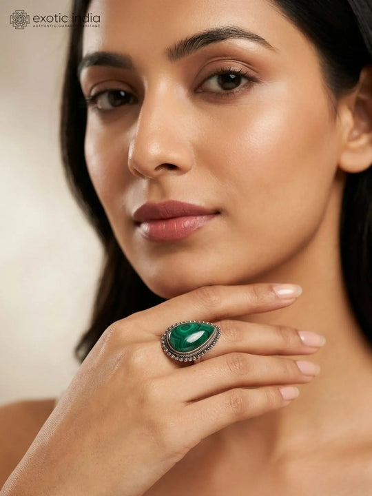 Malachite Teardrop Sterling Silver Ring