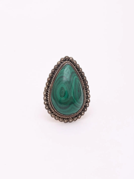 Malachite Teardrop Sterling Silver Ring