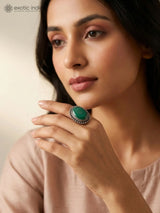 Oval Malachite Sterling Silver Ring