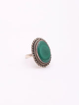 Oval Malachite Sterling Silver Ring