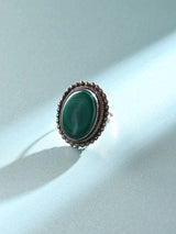 Oval Malachite Sterling Silver Ring