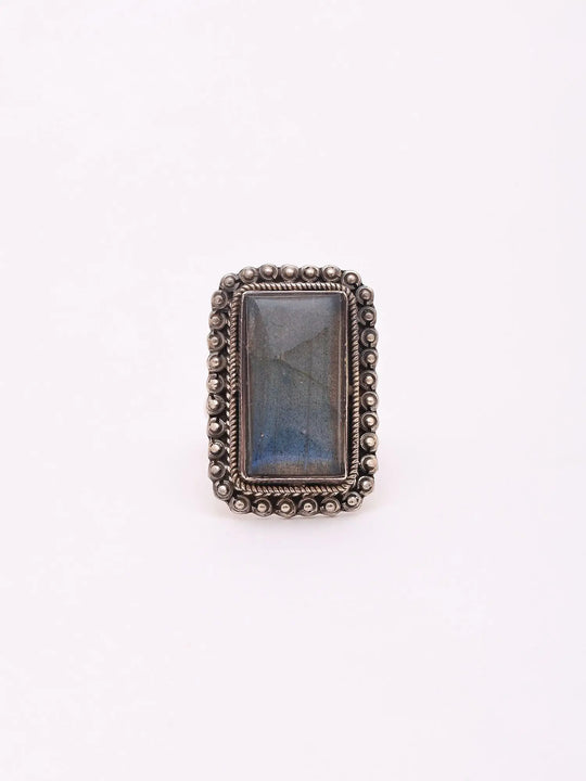 Rectangle Labradorite Sterling Silver Ring