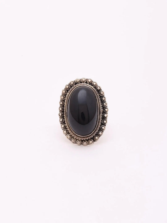 Oval Black Onyx Sterling Silver Ring