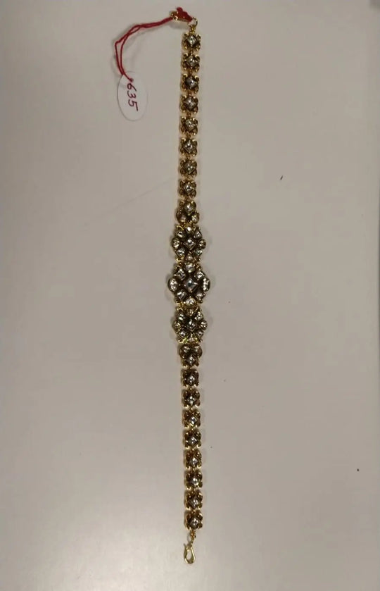 Floral Polki Studded Brass Mathapatti