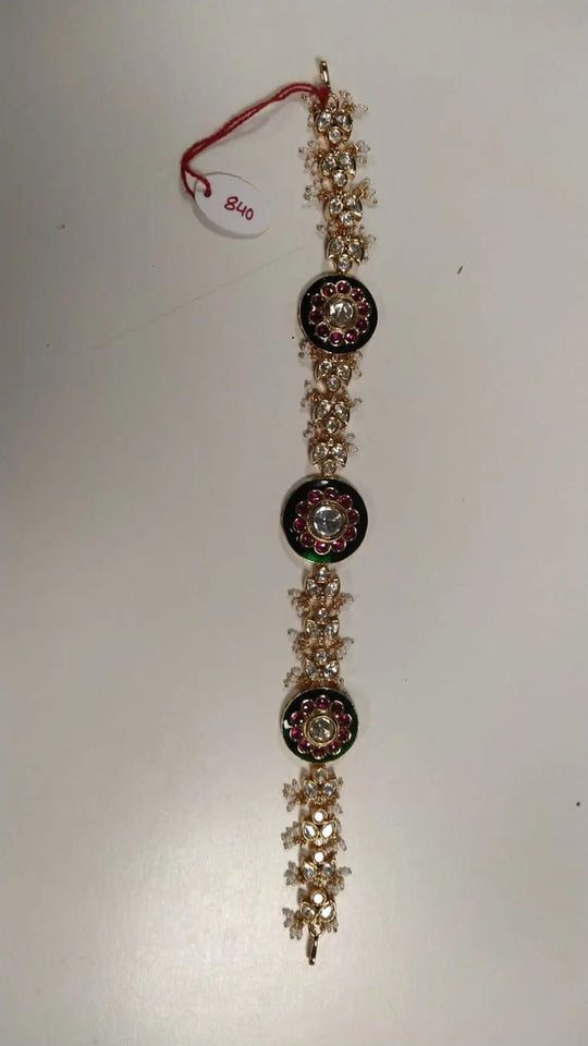 Floral Polki Studded Brass Bridal Maang Tikka