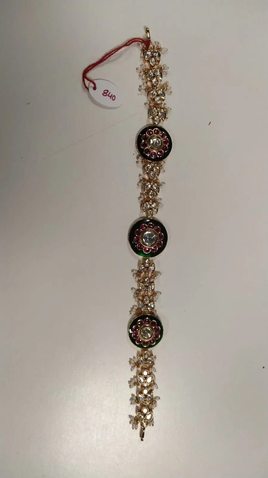 Floral Polki Studded Brass Bridal Maang Tikka