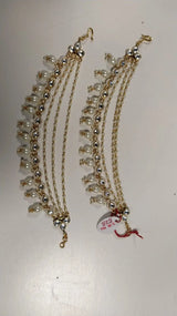 Layered Polki and Pearl Drop Ear Chain Pair