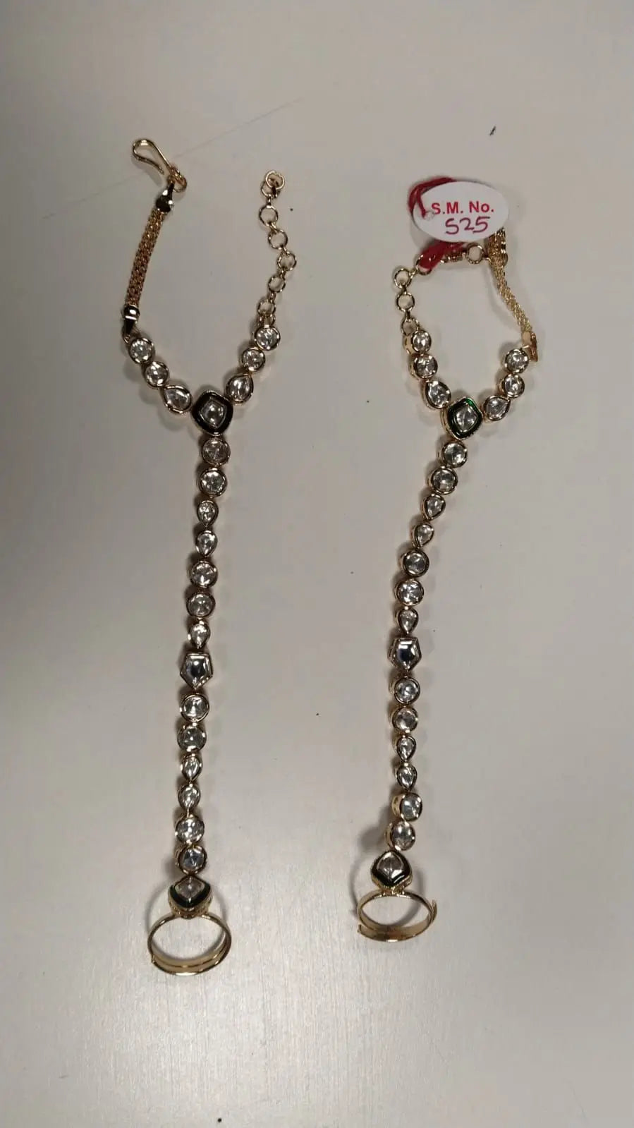 Polki Brass Haath Phool Hand Bracelet Pair