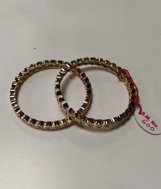 Polki Stone Studded Brass Bangles Pair