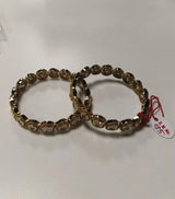Openable Polki Brass Bangles with Floral Motifs