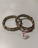 Polki Enamel Openable Bangles in Green and Red (Pair)