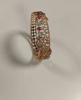 Vine Motif Stone Studded Openable Brass Bangle Bracelet