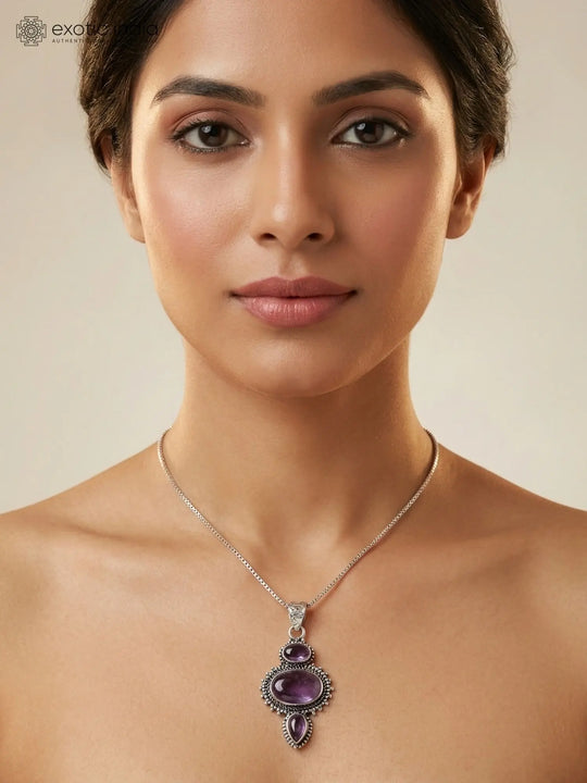 Oval Gemstone Sterling Silver Pendant in Six Stone Choices