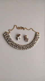 Polki Stone Studded Brass Choker and Earrings Set