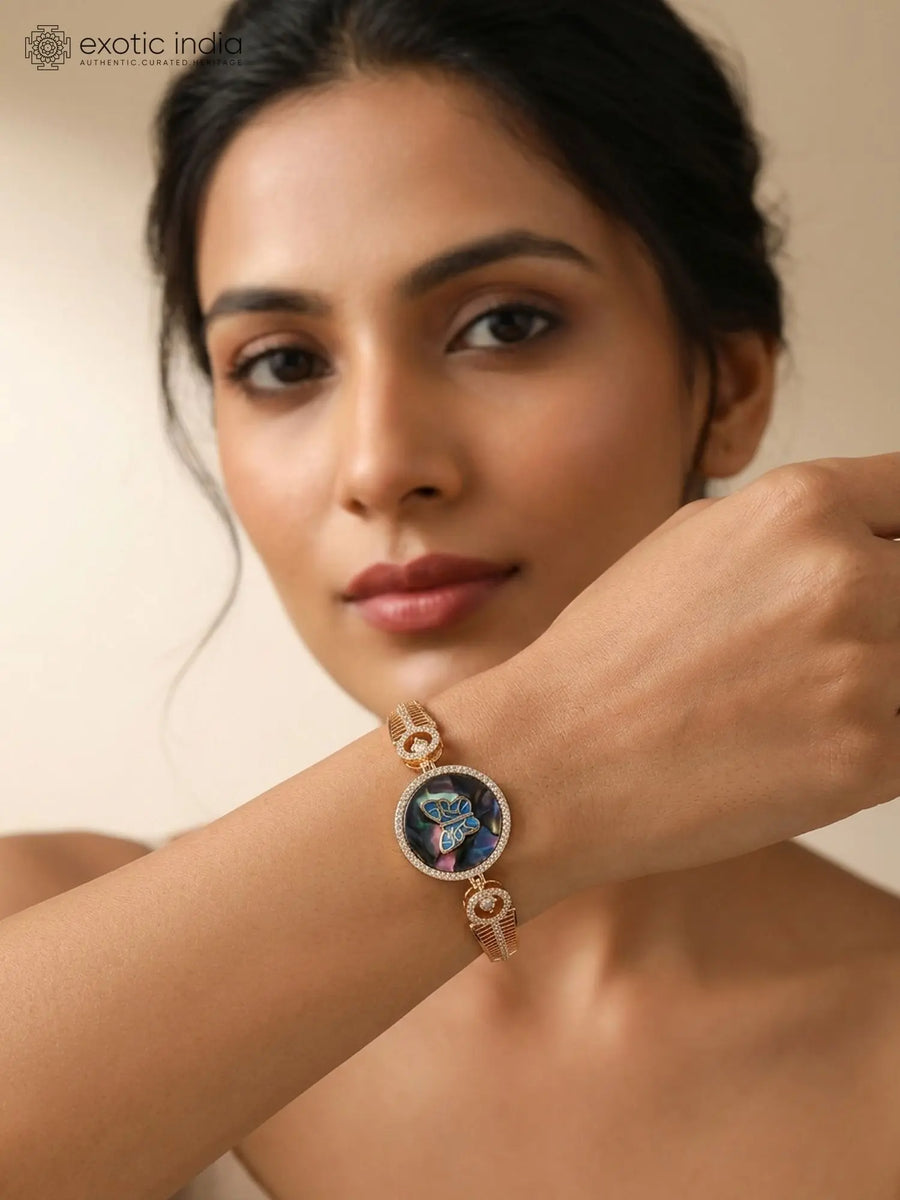 Multicolour Stone Studded Butterfly Brass Bracelet