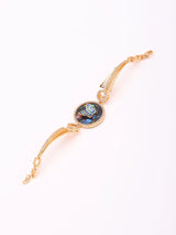 Multicolour Stone Studded Butterfly Brass Bracelet