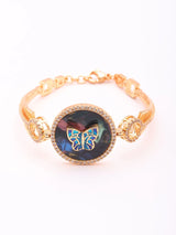 Multicolour Stone Studded Butterfly Brass Bracelet