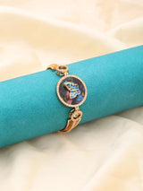 Multicolour Stone Studded Butterfly Brass Bracelet
