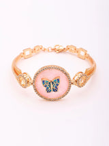 Multicolour Stone Studded Butterfly Brass Bracelet