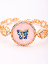 Multicolour Stone Studded Butterfly Brass Bracelet