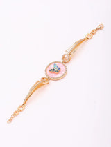 Multicolour Stone Studded Butterfly Brass Bracelet