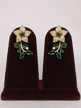Emerald Green Floral Vine Brass Necklace and Earrings Set