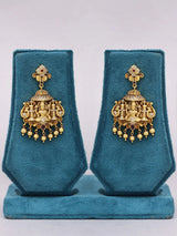 Goddess Lakshmi Temple Brass Haram Necklace and Earrings Set