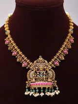 Goddess Lakshmi Temple Brass Necklace with Jhumka Earrings