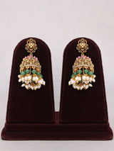 Goddess Lakshmi Temple Brass Necklace with Jhumka Earrings