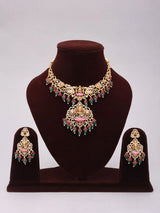 Goddess Lakshmi Temple Brass Necklace and Earrings Set