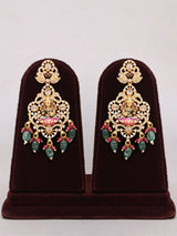 Goddess Lakshmi Temple Brass Necklace and Earrings Set