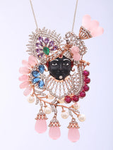 Shrinathji Pink Bead Sterling Silver Pendant