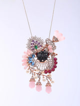 Shrinathji Pink Bead Sterling Silver Pendant