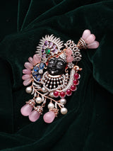 Shrinathji Pink Bead Sterling Silver Pendant