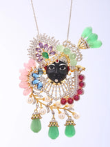 Shrinathji Pink Bead Sterling Silver Pendant