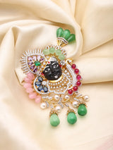 Shrinathji Pink Bead Sterling Silver Pendant