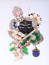 Shrinathji Stone Studded Sterling Silver Pendant