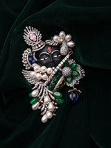 Shrinathji Stone Studded Sterling Silver Pendant
