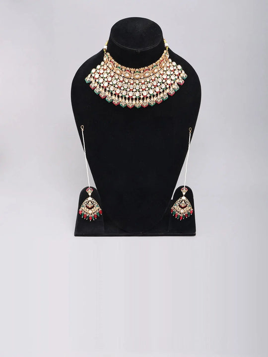 Kundan Bridal Jewellery Set in Brass with Maang Tikka