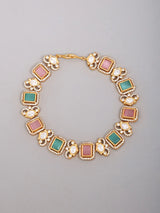 Pastel Kundan Bridal Choker Set with Earrings in Brass