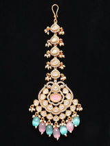 Pastel Kundan Bridal Choker Set with Earrings in Brass