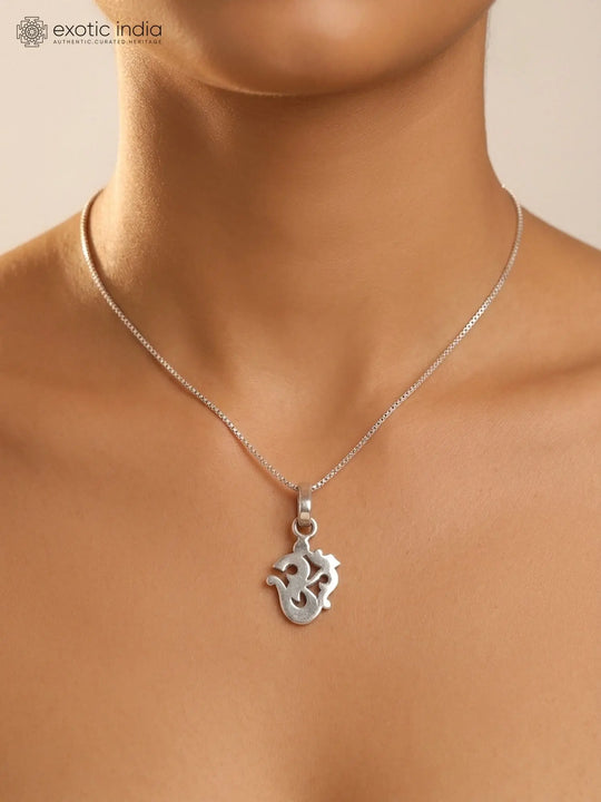 Om Sterling Silver Pendant with Devotional Motif