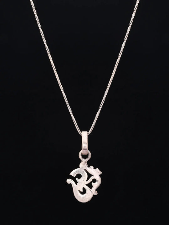 Om Sterling Silver Pendant with Devotional Motif
