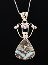Agate and Amethyst Sterling Silver Pendant